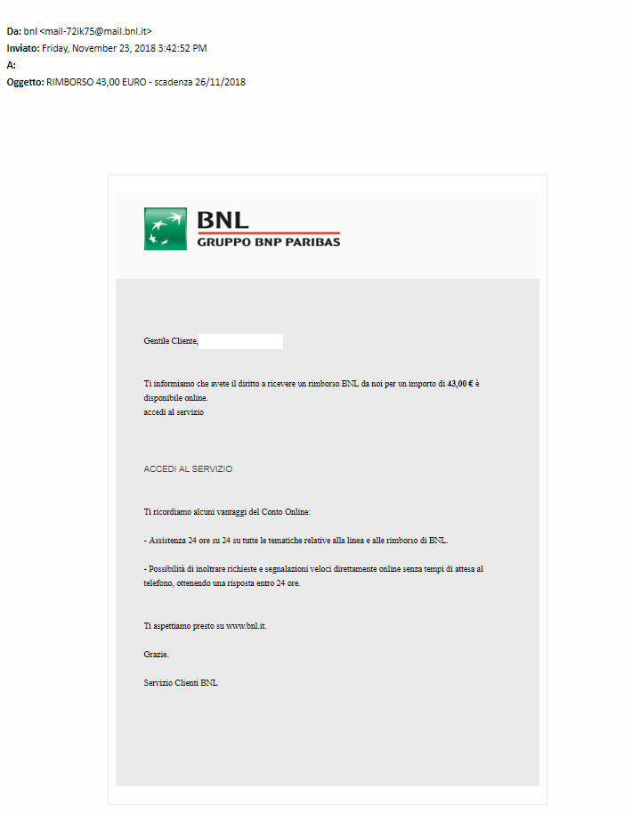Tentativi di phishing